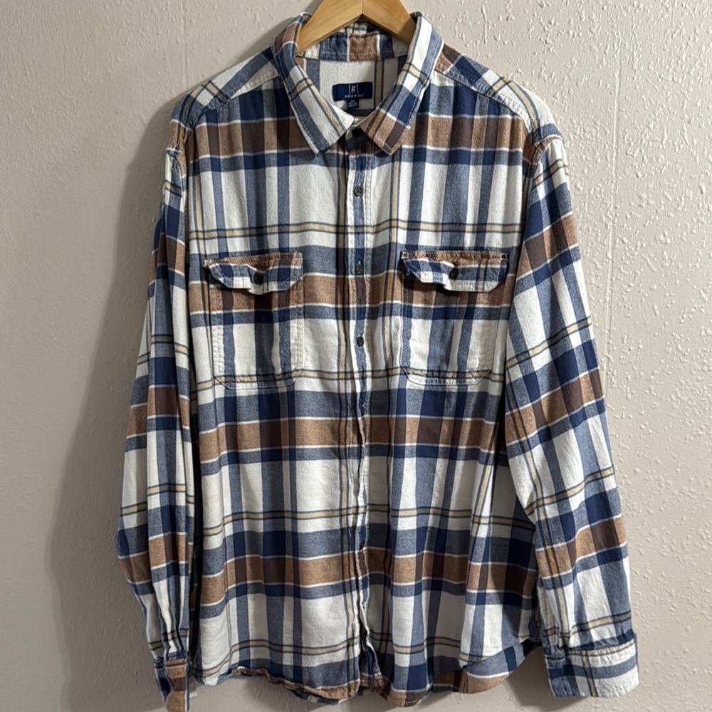 George Plaid Shirt in Blue and Brown